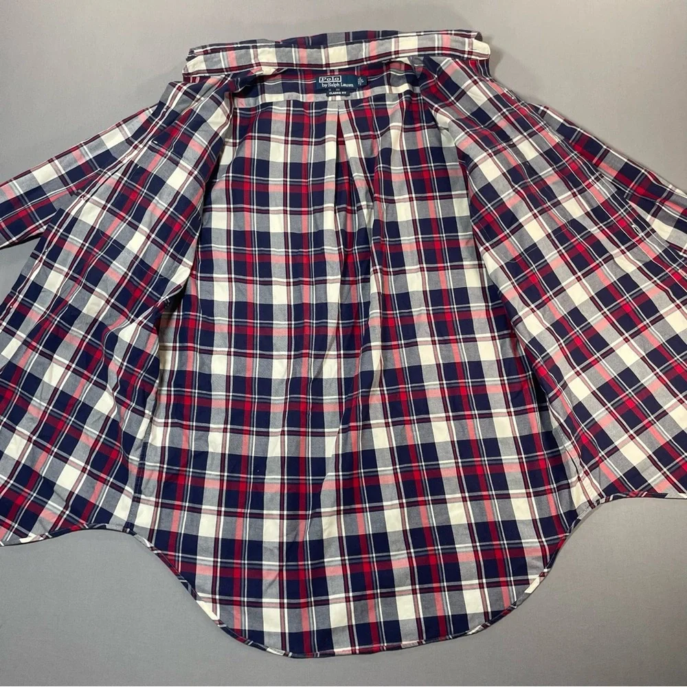 Polo Ralph Lauren VINTAGE Classic Fit Plaid Button Down Shirt - Mens Large